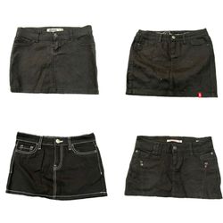 Y2K Black Denim Mini Skirts RE-3883