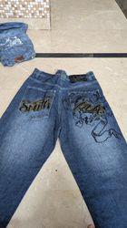 Vintage Stickerei Baggy Hip Hop Jeans