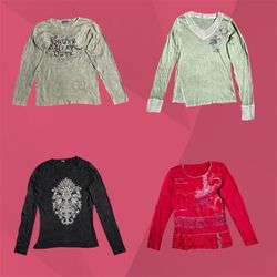 Y2K Long Sleeve Graphic Tops