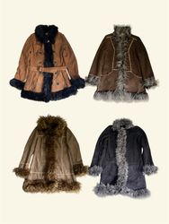 Y2K Midi Afghan Faux Fur Trim Coats (TM REP)