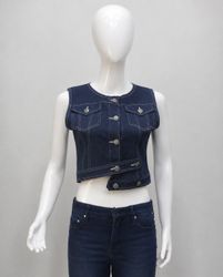CR2206 UPCYCLED ASYMMETRIC DENIM CORSET VEST