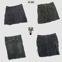 Y2k Ash Gray Denim Midi Skirts (AA-1665)