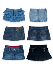 Vintage Y2K Denim & Black Mini Skirt Bundle - Ruff..