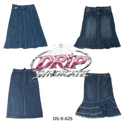 Vintage Wash Y2K Denim Midi  (DS-9-625)