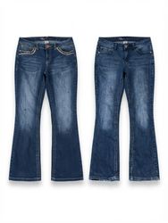 (FV2319) Jeans a zampa d'elefante con ricamo e det..