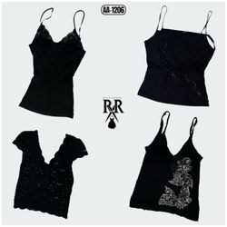 Y2K Black Lace Cami Tops (AA-1206)