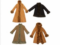 Faux Suede Fur Trim Afghan Coats