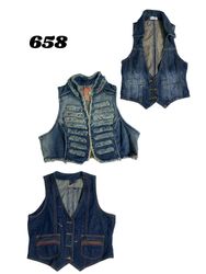 Y2k denim vest jacket (brand) merona,orsay,etc.658