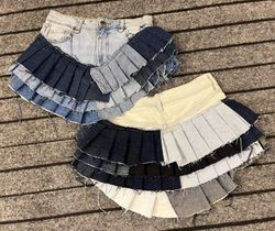 Upcycled Y2K Multi Layered Pleated Mini Skirts
