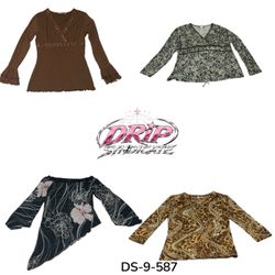 Retro Y2K Long Sleeve Printed Blouse (DS-9-587)