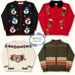 Y2K/ Christmas n floral sweater