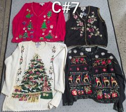 Vintage Christmas Sweater Cardigan Bundle | 10pc T..