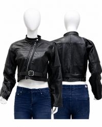 CR2066 UPCYCLED CROPPED MOTO LEATHER JACKET