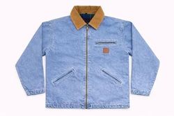 CR01139 Upcycled Carhartt Corduroy Collar Denim Ja..