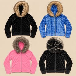 Y2K Upcycled Fur Hood Juicy Jacket