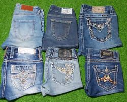 MISS ME , TRUE RELIGION , ROCK REVIVAL MINI SHORTS..