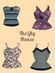 Y2K Vintage 00s Printed Cami Tops(TH/638)