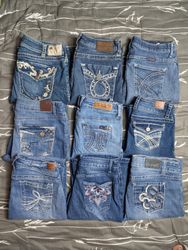 Y2K embroidered flared bootcut jeans