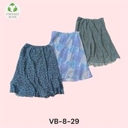 Y2K Blue Floral Poly Skirt Wholesale Bundle – 12 P..