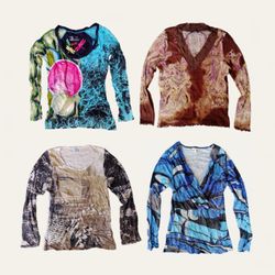 Y2K women's Mesh and printed tops