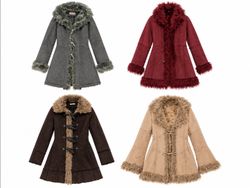Faux Fur Trim Afghan Coats