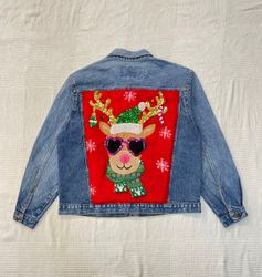 Upcycled Denim Jacket Christmas Patch (DV-9-2)
