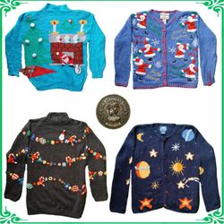 Vintage Heavy Knit Novelty Jumper Sweater Ugly Chr..