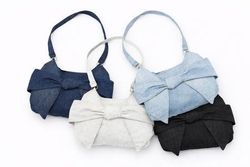 CR1987 Upcycled Denim Bow-Detail Shoulder Bags