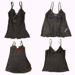 Y2k Black Strappy Lace Trim Camisole Tops B2F-295