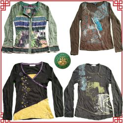 Vintage Y2K Ladies Long Sleeve Blouses Elegant Ret..