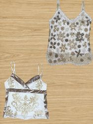 Y2K Vintage Cami Tops – Lace, Embroidery & Printed..