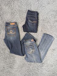 ***Y2K Embroidered Flare Jeans Mixed Rise