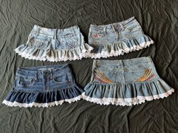 Upcycled Y2K Denim Micro Mini Skirts