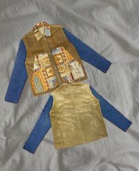 Upcycled Denim Corduroy Patch Jacket