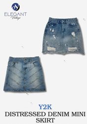 Y2K Raw Him Denim Mini Skirts - EV0053