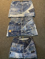 Upcycled Patchwork Denim Mini Skirts — 0048