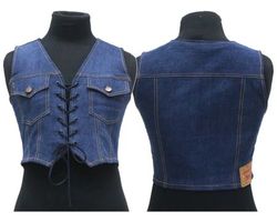 CR2169 Upcycled Lace-Up Denim Corset Vest