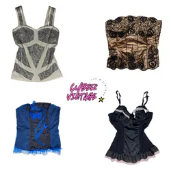 ✨ Vintage Y2K Rhinestone Corset Cami Top – Silver ..