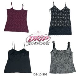 Womens Y2K Lace Trim Printed Camisoles (DS-10-306)