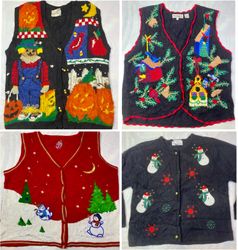 Y2K Vintage Holiday Embroidered Knit Vest & Cardig..