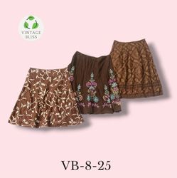 Y2K Vintage Brown Floral Cotton Skirt Wholesale Bu..