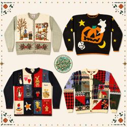 Vintage Heavy Knit Novelty Jumpers Mix Bundle 10pc..