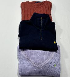 Ralph Lauren Pullover – 1/4 Zip, Kabelstrick, Rund..