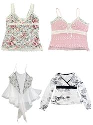 Y2K Floral Lace Cami Tops Mix