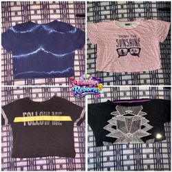 Y2K Vintage Graphic & Tie-Dye Crop Tee Bundle | VR..