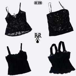 Y2K Black Gothic Cami Tops (AA-1310)