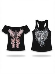 (FV-2450) Y2K Grunge Aesthetic Detail Babytees