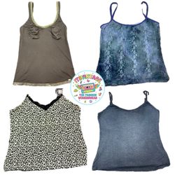 Vintage Y2K Cami, Tank & Lace Top Bundle – 10pcs M..