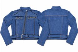CR2045 UPCYCLED MOTO BELTED DENIM JACKET