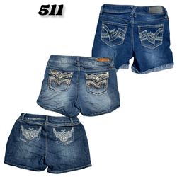 Y2k Embroidery Women Denim Shorts (brands) Wallflo..